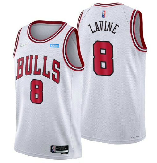 Men's Chicago Bulls #8 Zach LaVine 75th Anniversary White Swingman Stitched Basketball Jersey