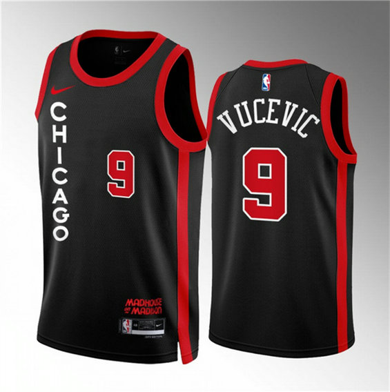Men's Chicago Bulls #9 Nikola Vucevic Black 2023 24 City Edition Stitched Basketball Jersey