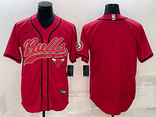 Men's Chicago Bulls Blank Red Cool Base Stitched Baseball Jersey