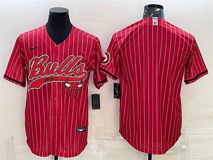 Men's Chicago Bulls Blank Red Cool Base Stitched Baseball JerseyS