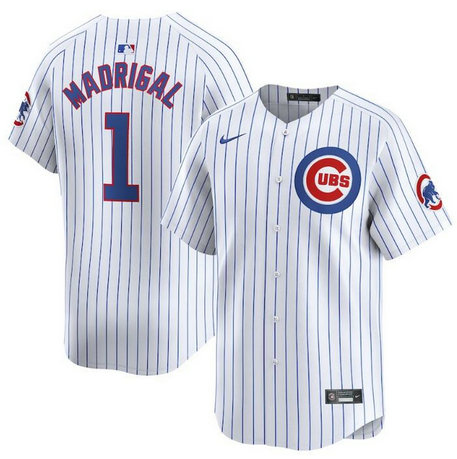 Men's Chicago Cubs #1 Nick Madrigal White 2024 Home Limited Stitched Baseball Jersey