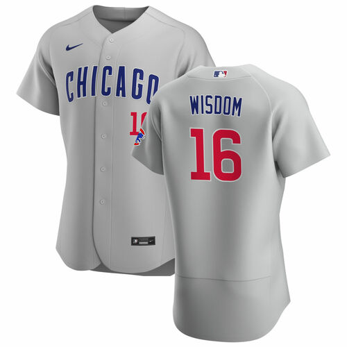 Men's Chicago Cubs #16 Patrick Wisdom Grey Flex Base Stitched Jersey