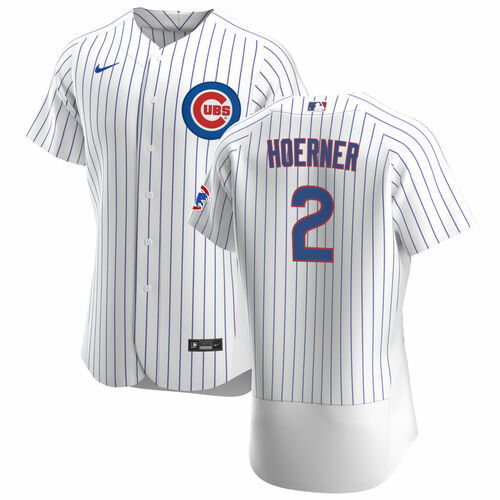 Men's Chicago Cubs #2 Nico Hoerner White Flex Base Stitched Jersey