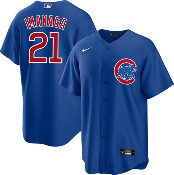 Men's Chicago Cubs #21 Sh艒ta Imanaga Blue Cool Base Stitched Baseball Jersey
