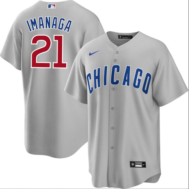 Men's Chicago Cubs #21 Sh艒ta Imanaga Grey Cool Base Stitched Baseball Jersey