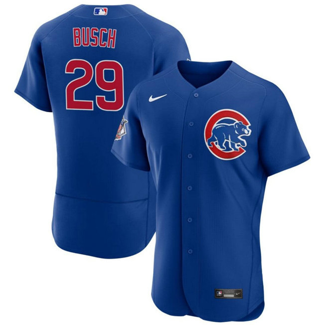 Men's Chicago Cubs #29 Michael Busch Blue Flex Base Stitched Baseball Jersey