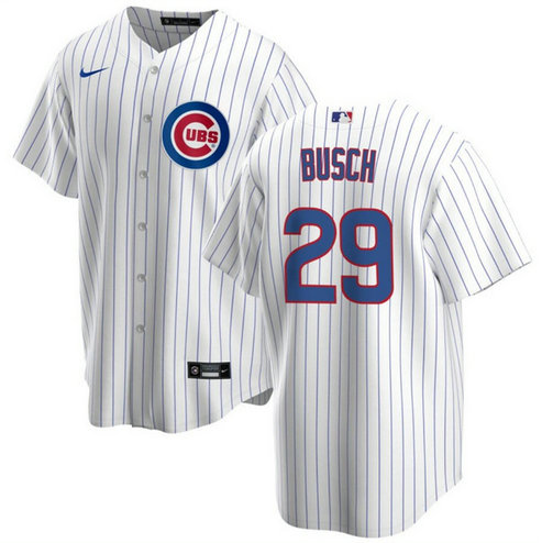 Men's Chicago Cubs #29 Michael Busch White Cool Base Stitched Baseball Jersey
