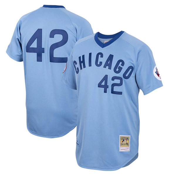 Men's Chicago Cubs #42 Bruce Sutter Blue Road 1976 Mitchell & Ness Stitched Jersey
