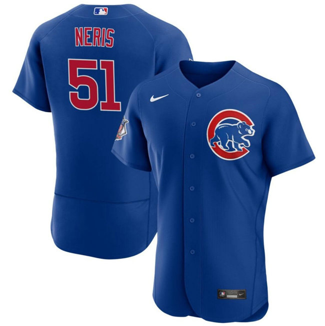 Men's Chicago Cubs #51 H茅ctor Neris Blue Flex Base Stitched Baseball Jersey