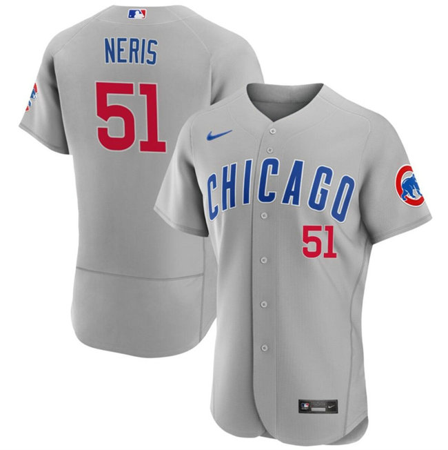 Men's Chicago Cubs #51 H茅ctor Neris Grey Flex Base Stitched Baseball Jersey