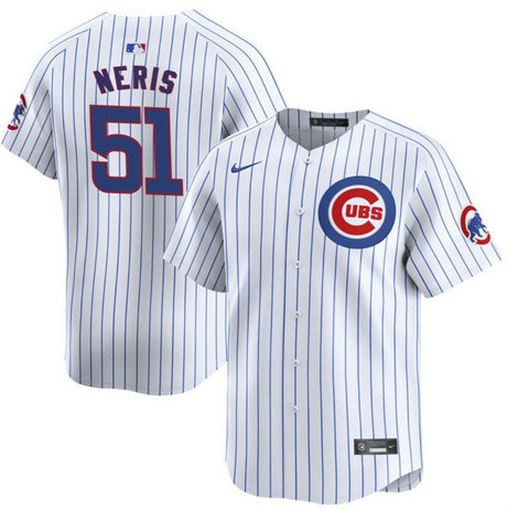 Men's Chicago Cubs #51 H茅ctor Neris White Cool Base Stitched Baseball Jersey