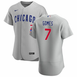 Men's Chicago Cubs #7 Yan Gomes Grey Flex Base Stitched Jersey