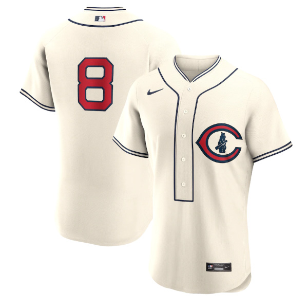 Men's Chicago Cubs #8 Ian Happ 2022 Cream Field Of Dreams Stitched Baseball Jersey