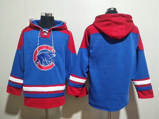 Men's Chicago Cubs Blank Royal Red Ageless Must-Have Lace-Up Pullover Hoodie