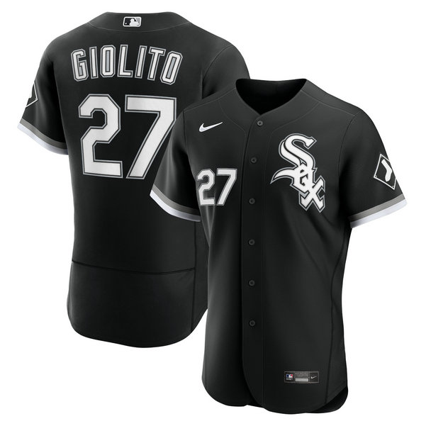 Men's Chicago White Sox #27 Lucas Giolito Black Flex Base Stitched Baseball Jersey