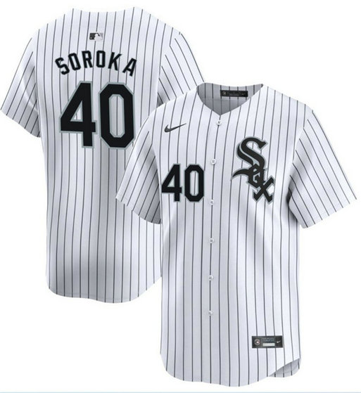 Men's Chicago White Sox #40 Michael Soroka White Home Limited Stitched Baseball Jersey