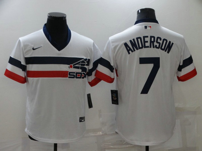 Men's Chicago White Sox #7 Tim Anderson White Cool Base Stitched Jersey