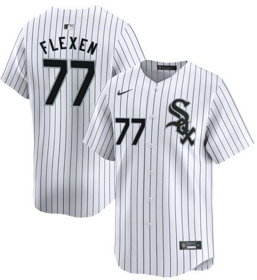Men's Chicago White Sox #77 Chris Flexen White Home Limited Stitched Baseball Jersey