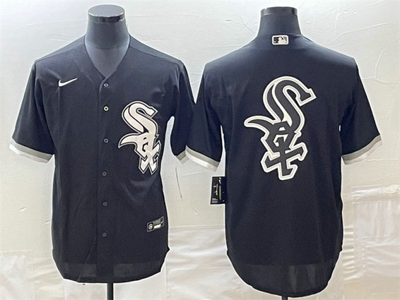 Men's Chicago White Sox Black Team Big Logo Cool Base Stitched JerseyS