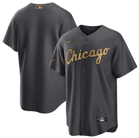 Men's Chicago White Sox Blank 2022 All-Star Charcoal Cool Base Stitched Baseball Jersey