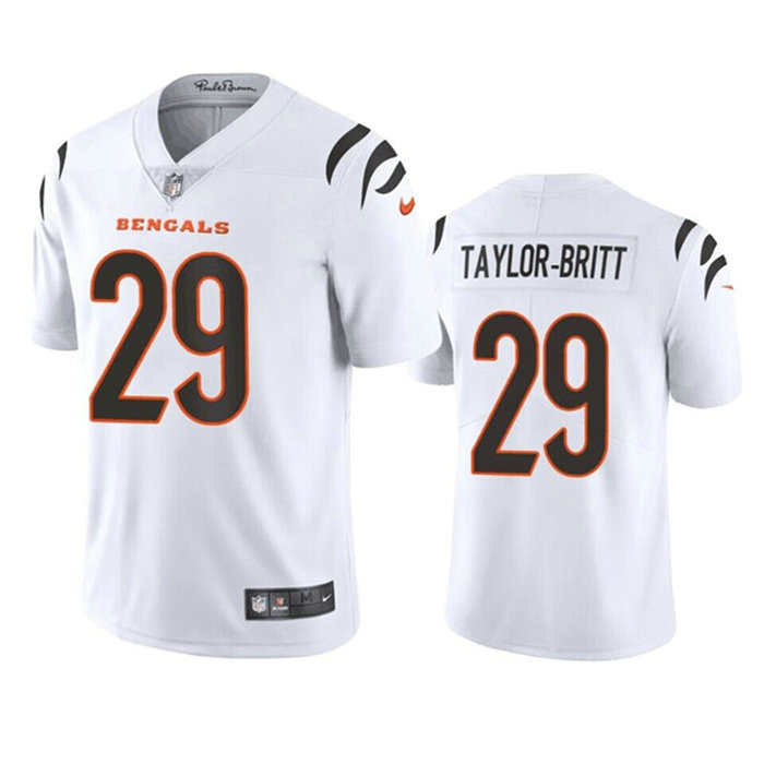Men's Cincinnati Bengals #29 Cam Taylor-Britt White Vapor Limited Stitched Football Jersey