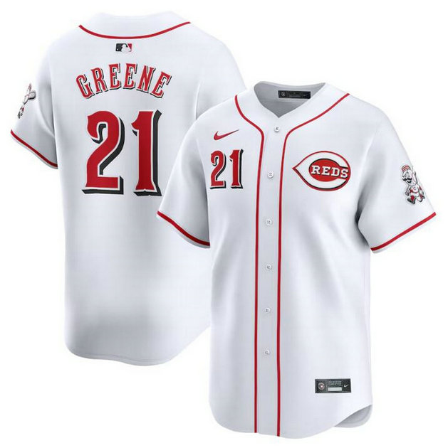 Men's Cincinnati Reds #21 Hunter Greene White Home Limited Stitched Baseball Jersey