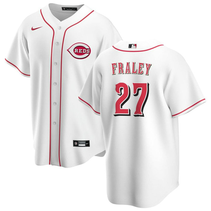 Men's Cincinnati Reds #27 Jake Fraley White Cool Base Stitched Baseball Jersey