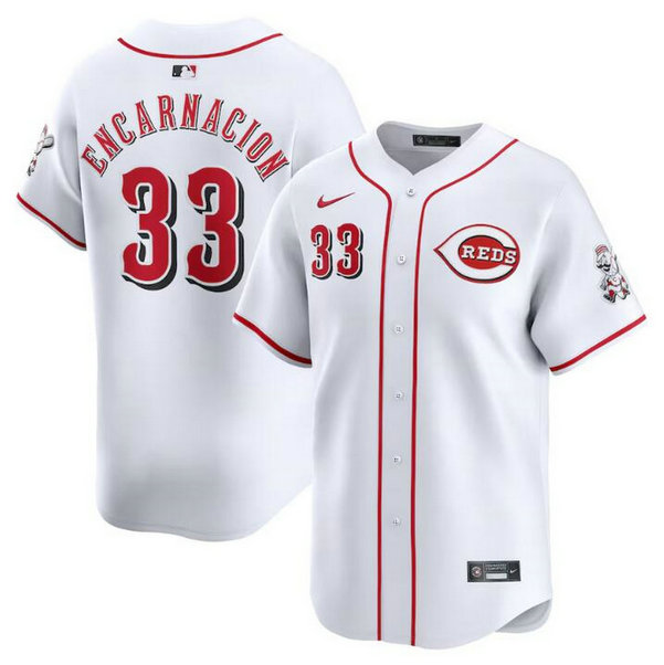 Men's Cincinnati Reds #33 Christian Encarnacion White Home Limited Stitched Baseball Jersey