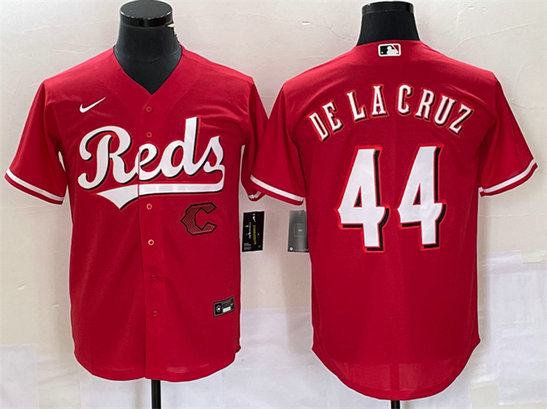 Men's Cincinnati Reds #44 Elly De La Cruz Red Cool Base Stitched Baseball Jersey