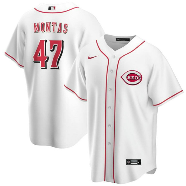 Men's Cincinnati Reds #47 Frankie Montas White Cool Base Stitched Baseball Jersey