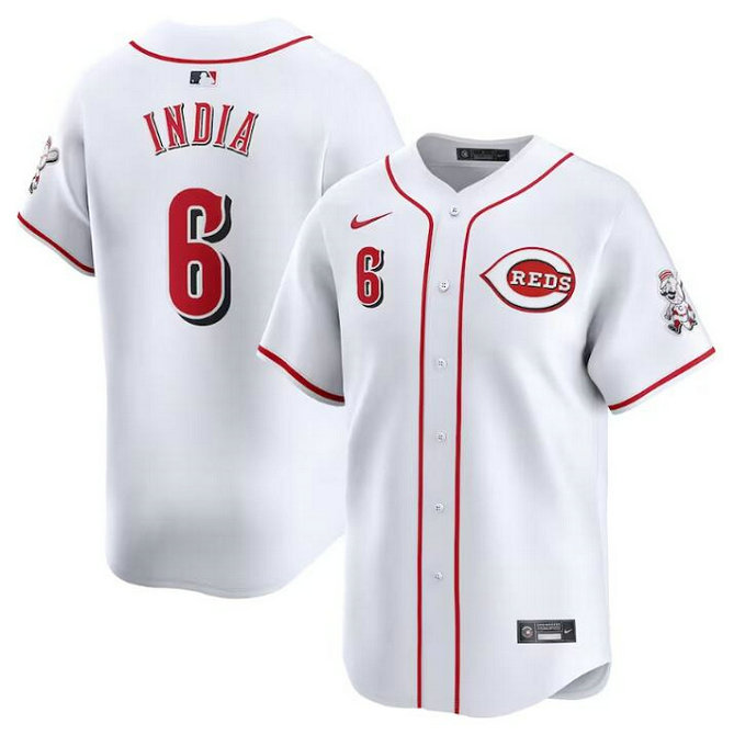 Men's Cincinnati Reds #6 Jonathan India White Home Limited Stitched Baseball Jersey