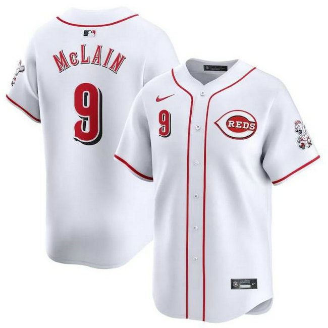 Men's Cincinnati Reds #9 Matt McLain White Home Limited Stitched Baseball Jersey