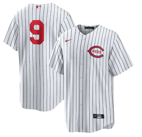 Men's Cincinnati Reds #9 Mike Moustakas 2022 White Field Of Dreams Stitched Baseball Jersey