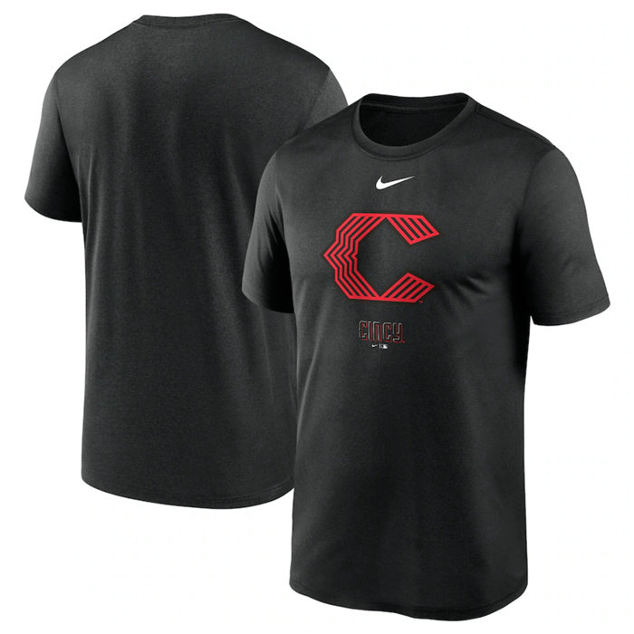 Men's Cincinnati Reds Black 2023 City Connect Large Logo T-Shirt