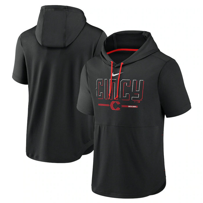 Men's Cincinnati Reds Black 2023 City Connect Short Sleeve Pullover Hoodie