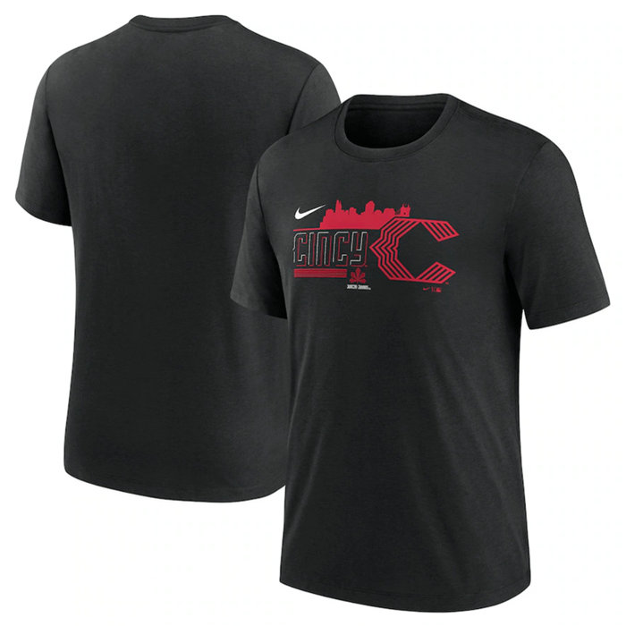 Men's Cincinnati Reds Black 2023 City Connect Tri-Blend T-Shirt