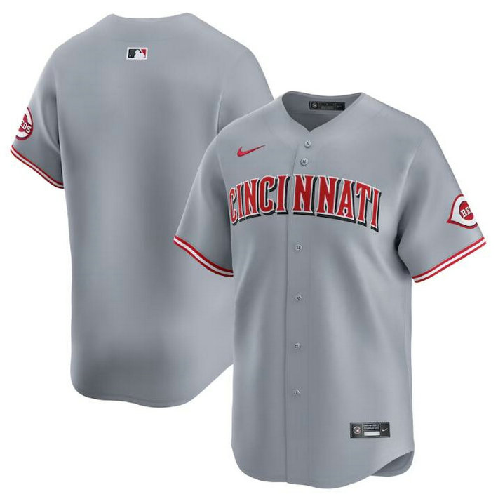 Men's Cincinnati Reds Blank Grey Away Limited Stitched Baseball Jersey