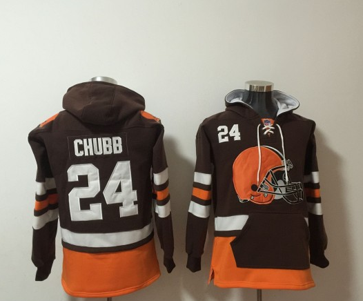 Men's Cleveland Browns #24 Nick Chubb Black Ageless Must-Have Lace-Up Pullover Hoodie