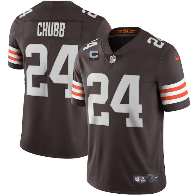 Men's Cleveland Browns 2022 #24 Nick Chubb Brown With 1-star C Patch Vapor Untouchable Limited NFL Stitched Jersey