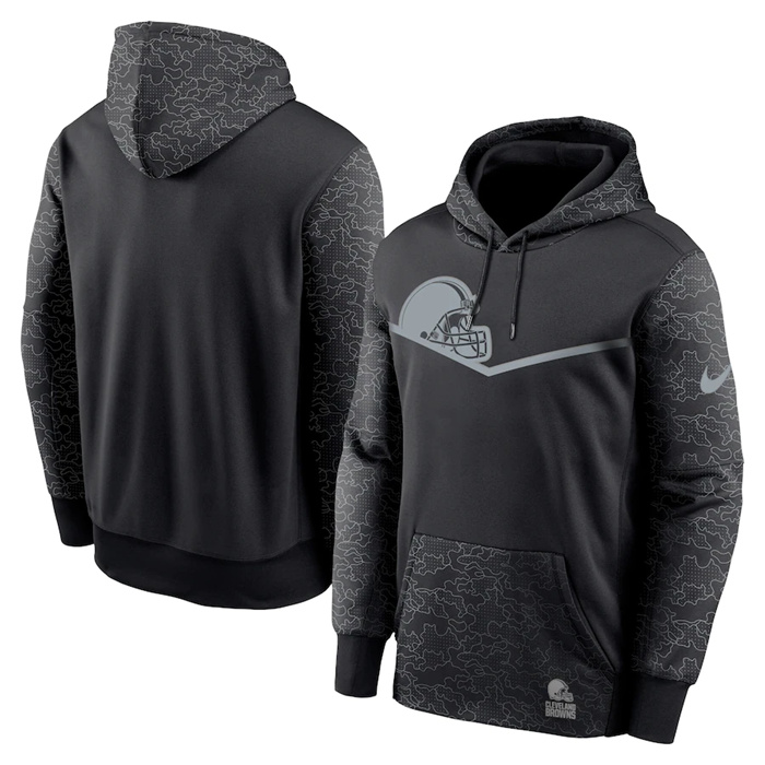 Men's Cleveland Browns Black Reflective Therma Hoodie