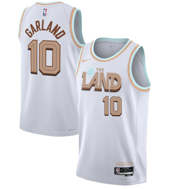 Men's Cleveland Cavaliers #10 Darius Garland 2022 2023 White City Edition Stitched Basketball Jersey