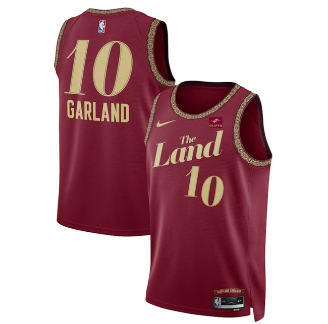 Men's Cleveland Cavaliers #10 Darius Garland Wine 2023 24 City Edition Stitched Jersey