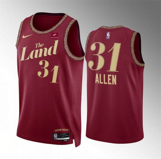 Men's Cleveland Cavaliers #31 Jarrett Allen Wine 2023 24 City Edition Stitched Jersey