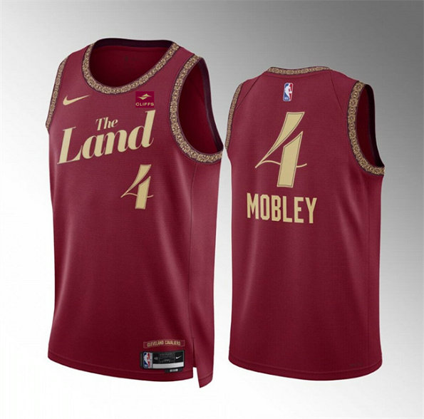 Men's Cleveland Cavaliers #4 Evan Mobley Wine 2023 24 City Edition Stitched Jersey