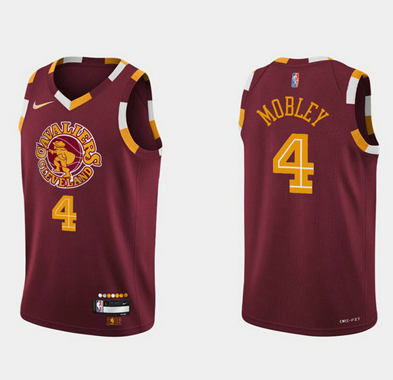 Men's Cleveland Cavaliers #4 Evan Mobley Wine Red 2021 2022 75th Anniversary City Edition Swingman Stitched Jersey