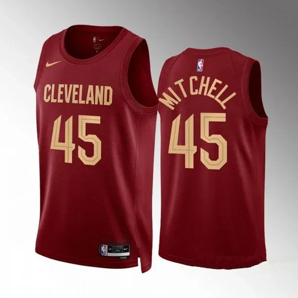 Men's Cleveland Cavaliers #45 Donovan Mitchell Red Stitched Basketball Jersey