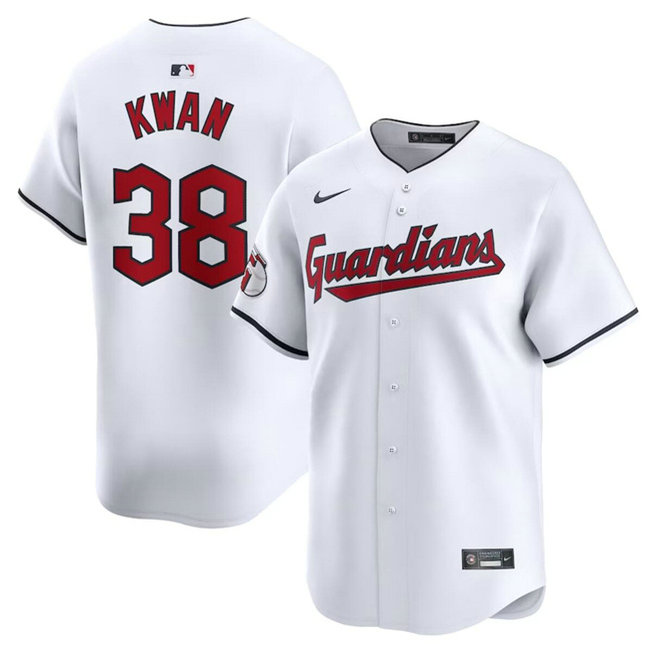 Men's Cleveland Guardians #38 Steven Kwan White Home Limited Stitched Baseball Jersey