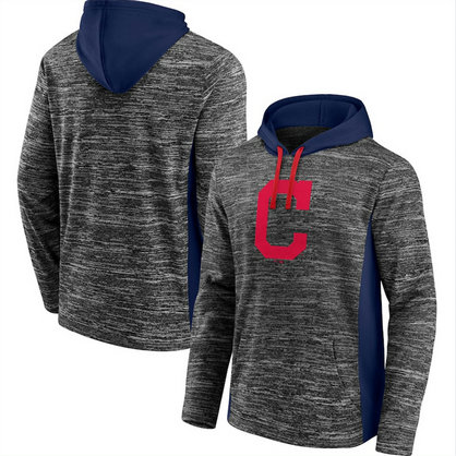 Men's Cleveland Guardians Gray Navy Instant Replay Color Block Pullover Hoodie
