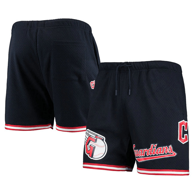 Men's Cleveland Guardians Navy Team Logo Mesh Shorts