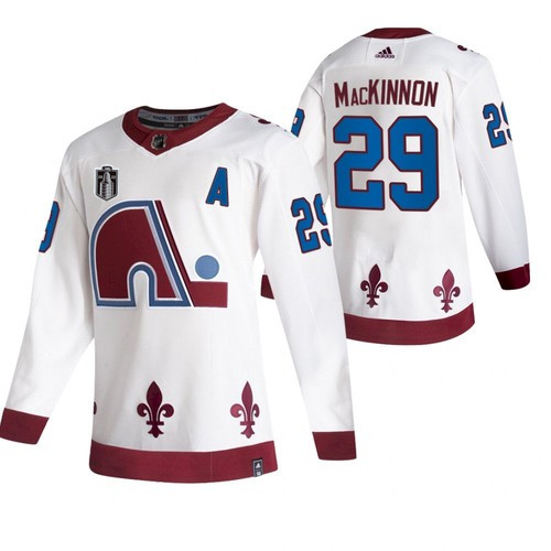 Men's Colorado Avalanche #29 Nathan MacKinnon White 2022 Stanley Cup Final Patch Reverse Retro Stitched Jersey